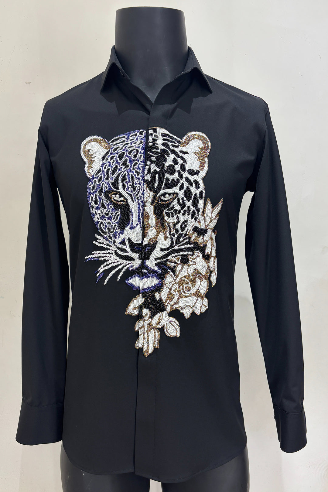 Strix — Black Hand Embroidered 4-Way Stretch Shirt