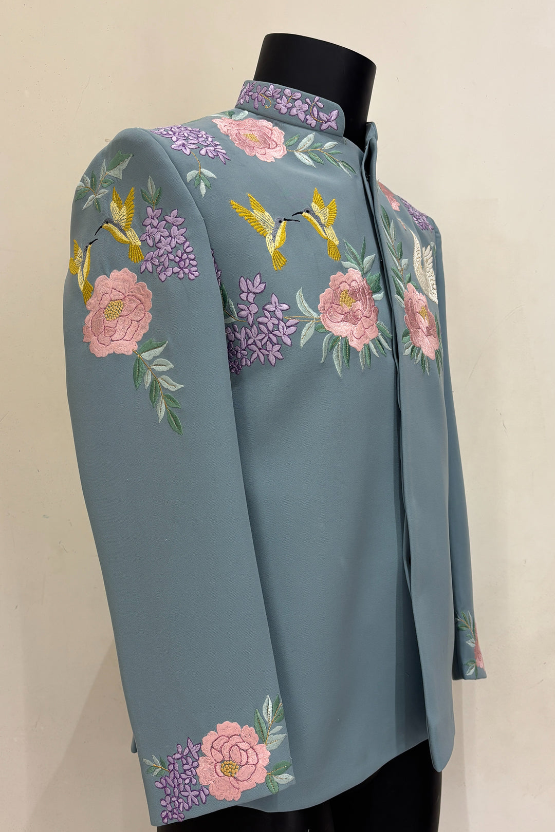 Swan Royale — Sea Blue Thread Embroidered Premium Indo-Western