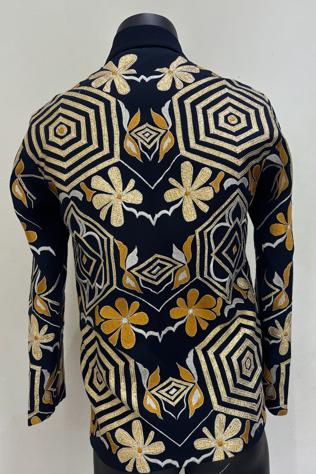 Nyro — Midnight Blue Thread Embroidered British Fabric Shacket
