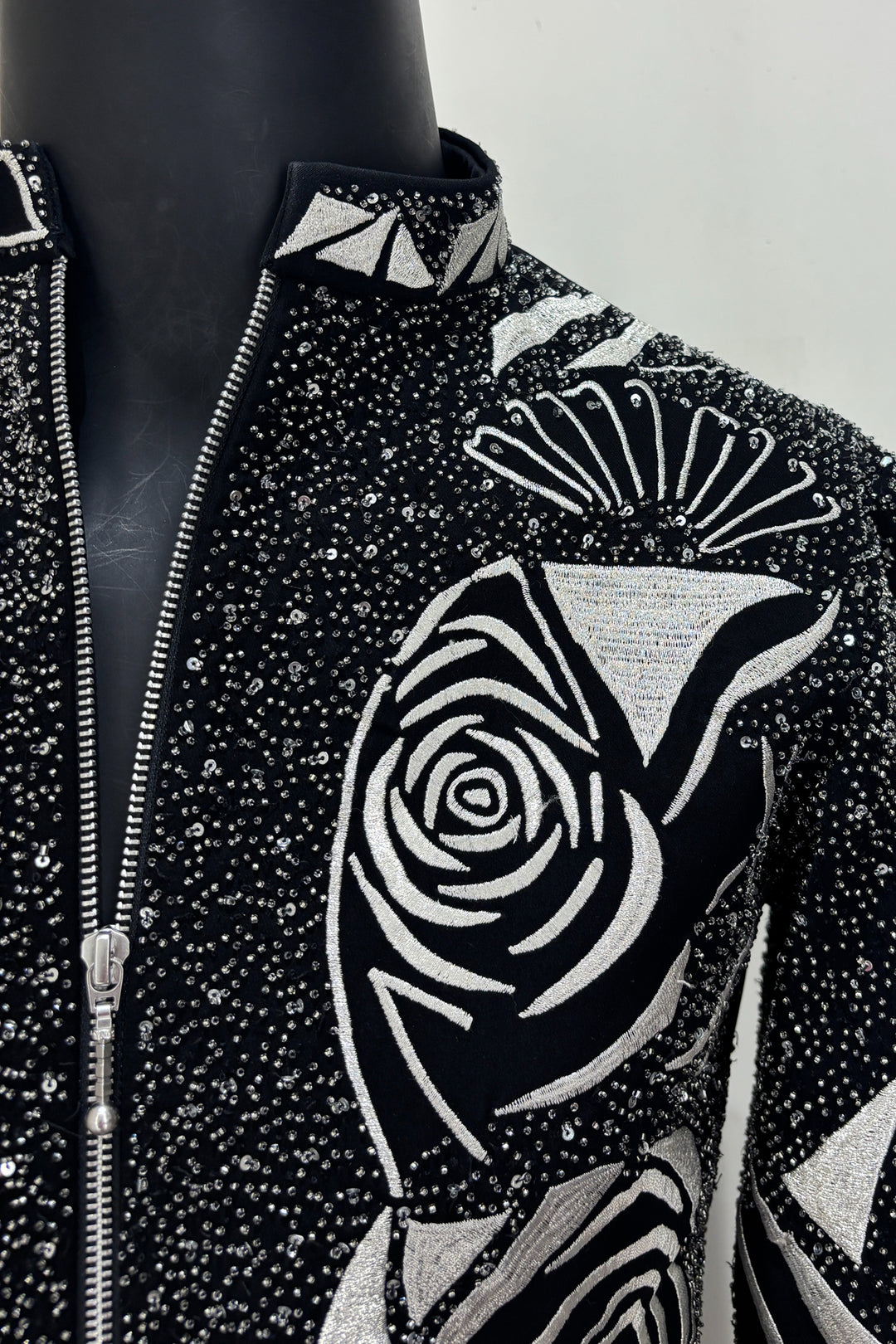 Aster — Black Hand Embroidered Armani Fabric Shacket
