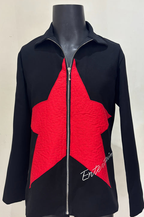 Enzo — Black Thread Embroidered British Fabric Shacket
