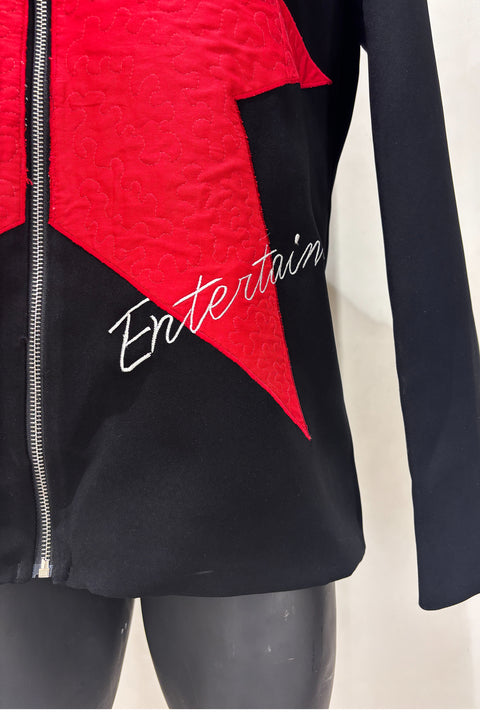Enzo — Black Thread Embroidered British Fabric Shacket
