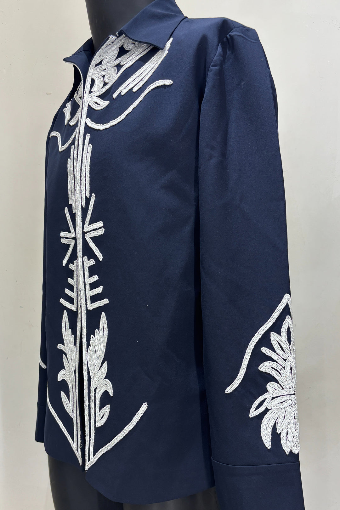 Botan — Midnight Blue Hand Embroidered 4-Way Stretch Shirt
