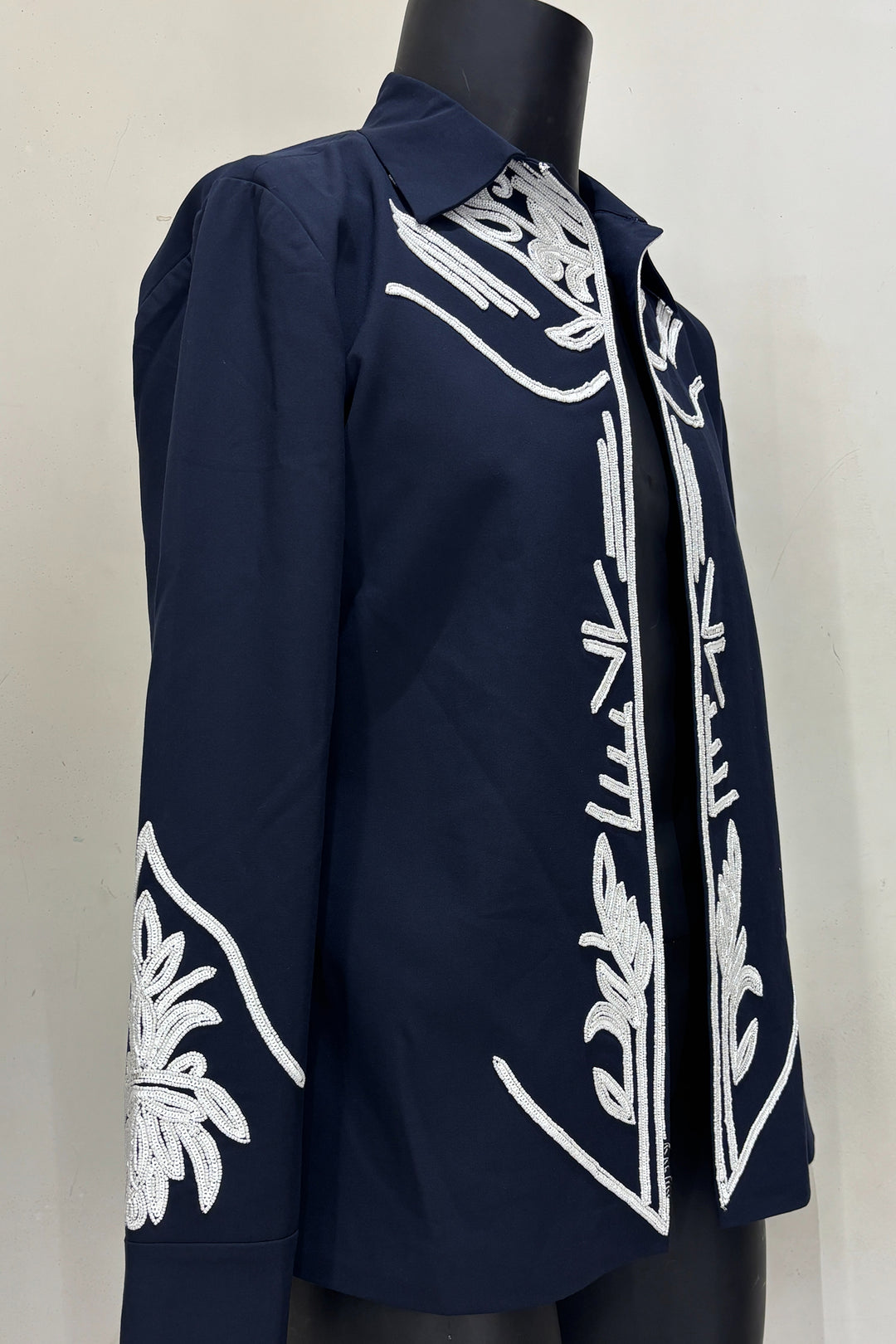 Botan — Midnight Blue Hand Embroidered 4-Way Stretch Shirt