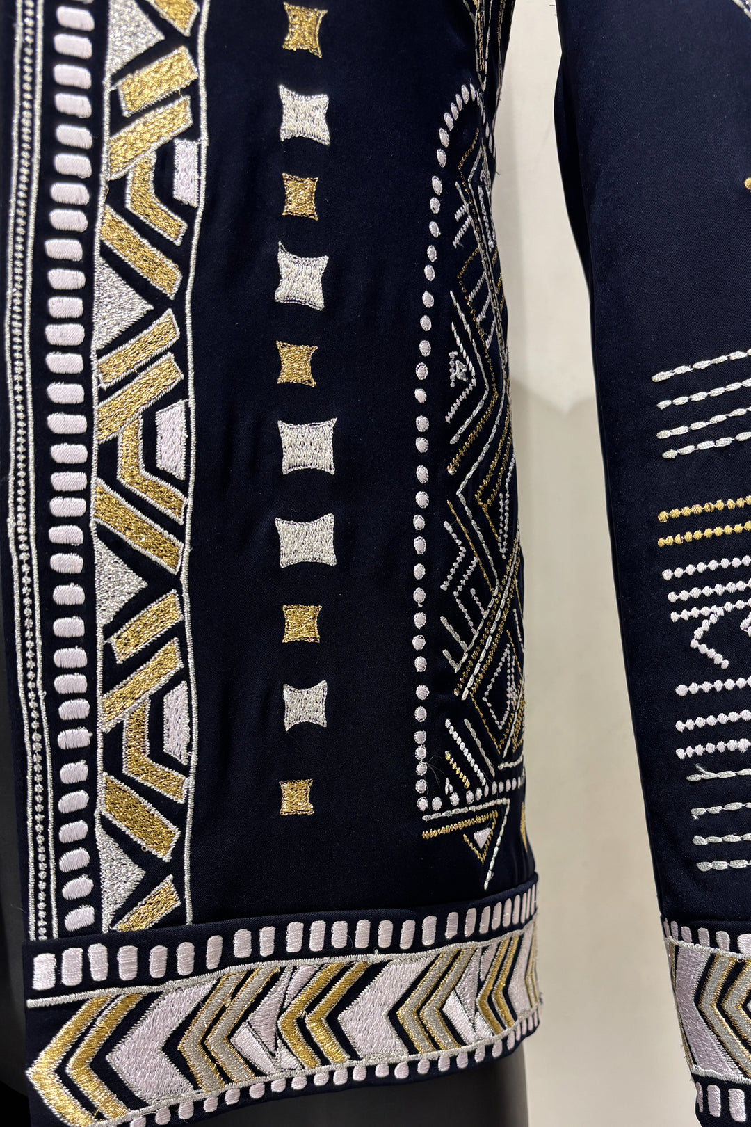 Alaric — Midnight Blue Thread Embroidered 4-Way Stretch Shacket