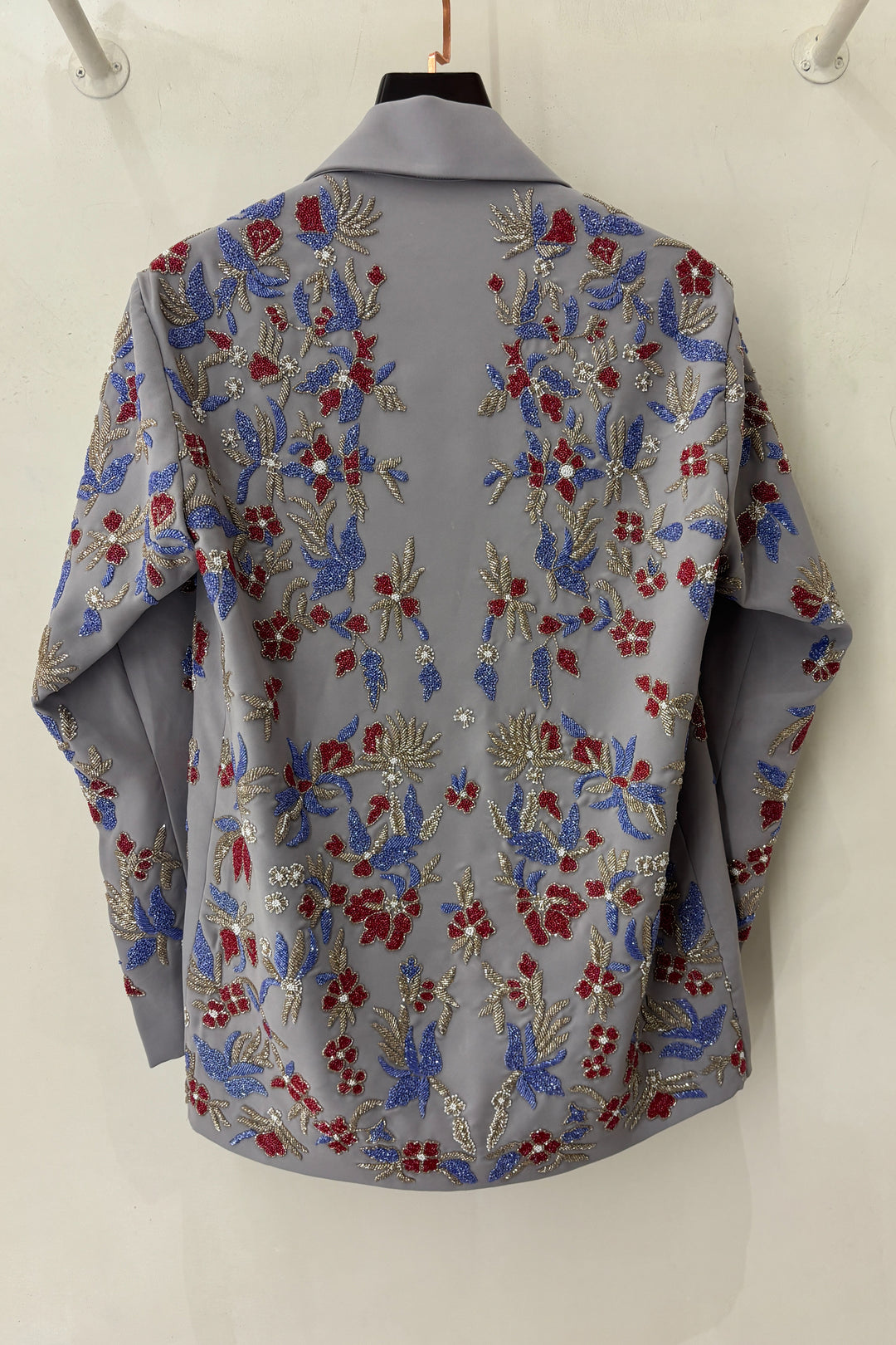 Fleur — Grey Hand Embroidered British Fabric Shacket