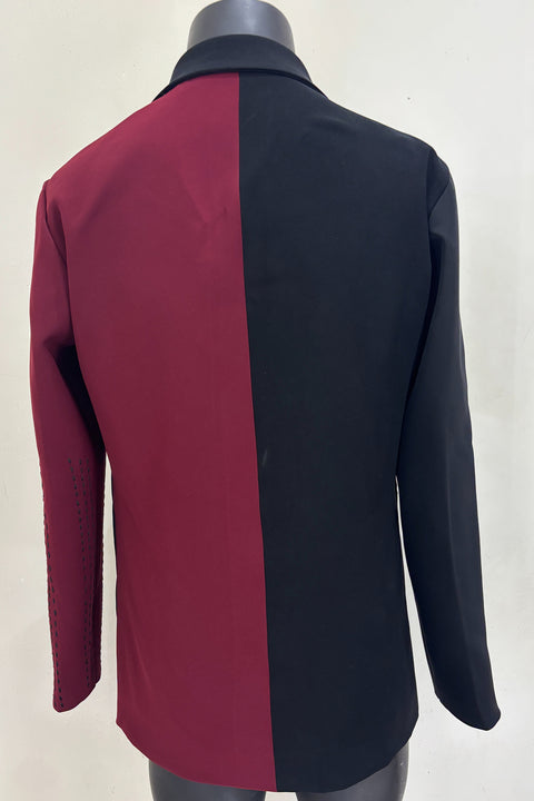 Shadeform — Burgundy Thread Embroidered British Fabric Shacket