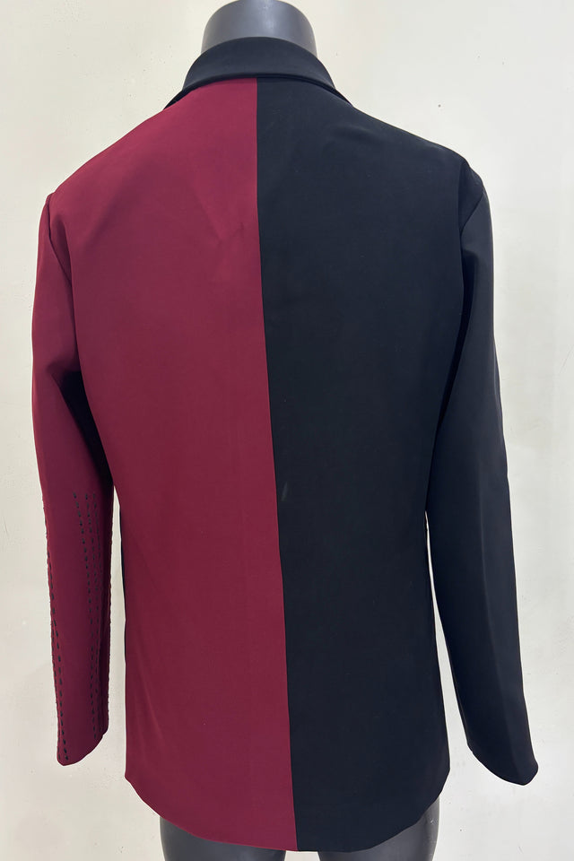 Shadeform — Burgundy Thread Embroidered British Fabric Shacket
