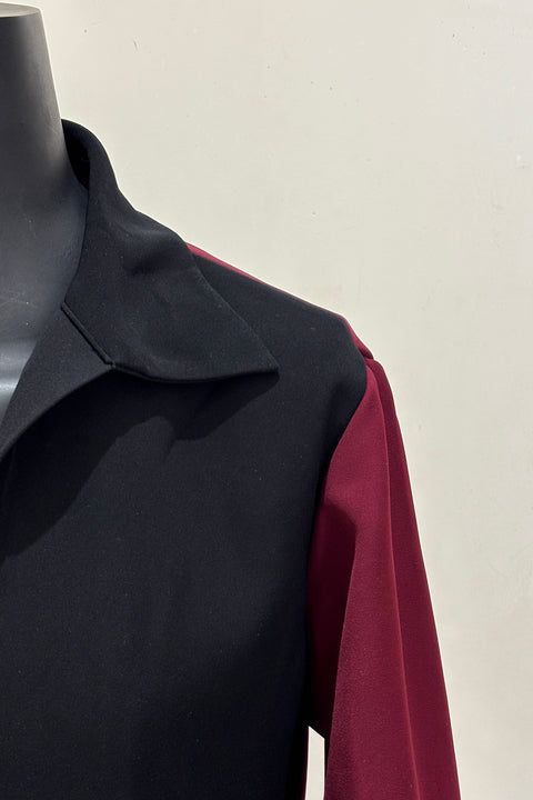 Shadeform — Burgundy Thread Embroidered British Fabric Shacket
