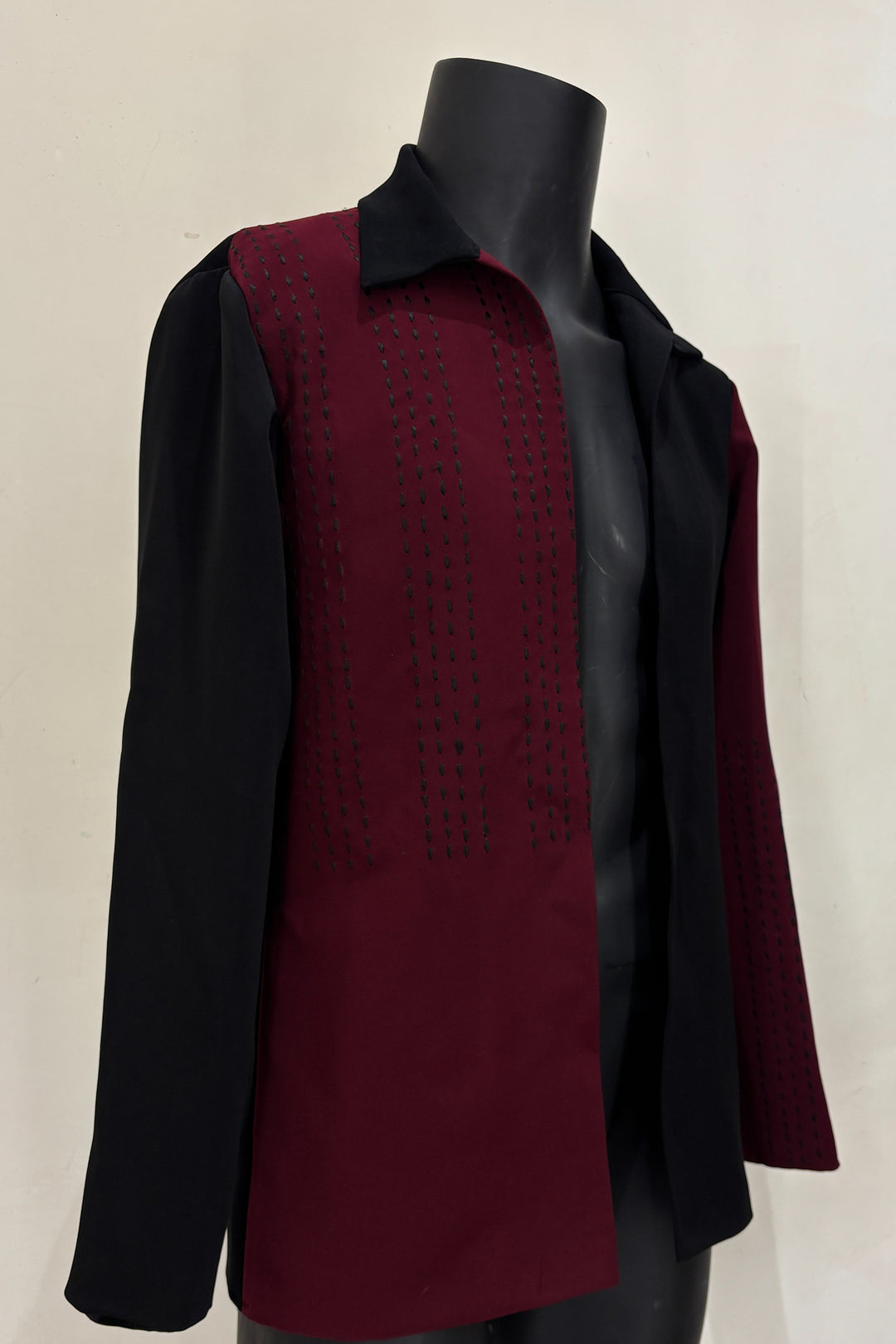 Shadeform — Burgundy Thread Embroidered British Fabric Shacket