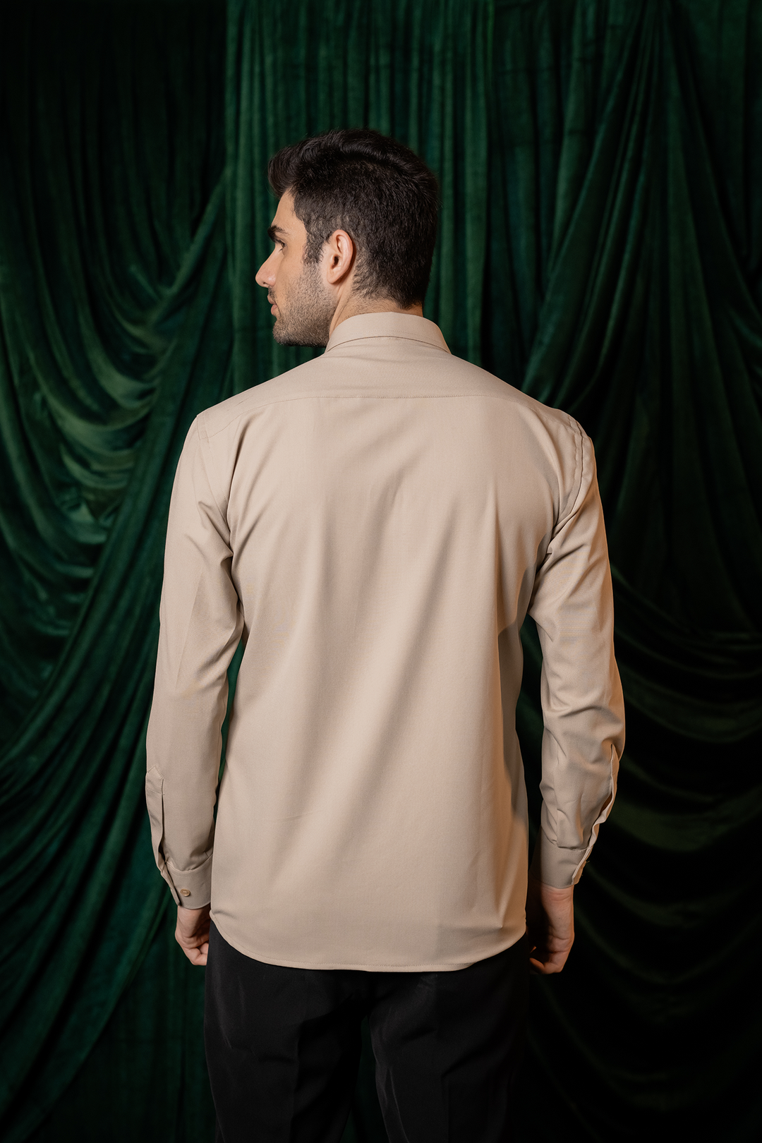 Facade — Beige Hand Embroidered 4-Way Stretch Shirt