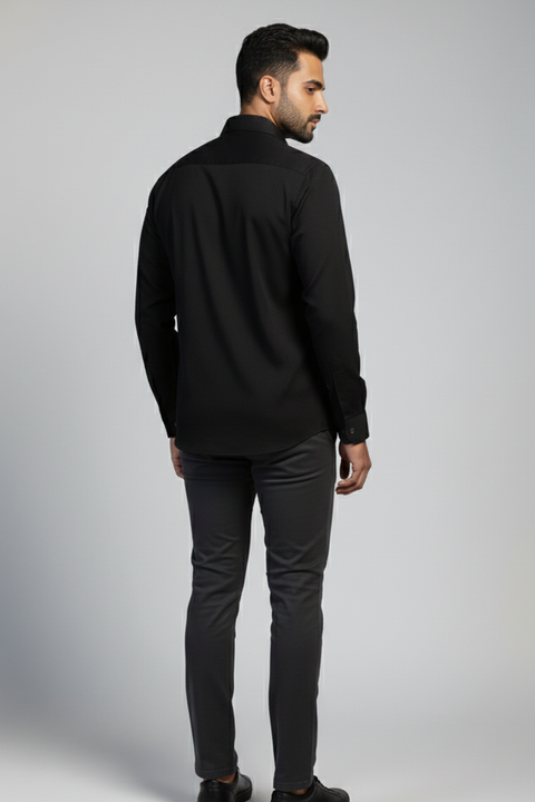 Mono — Black Hand Painted 4-Way Stretch Urban Shirt
