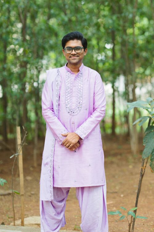 Luxe Patiala — Lavender Hand Embroidered Silk Kurta Set