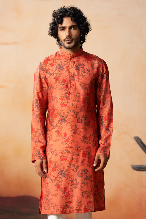 Blume — Floral Jal Print Russian Silk Kurta