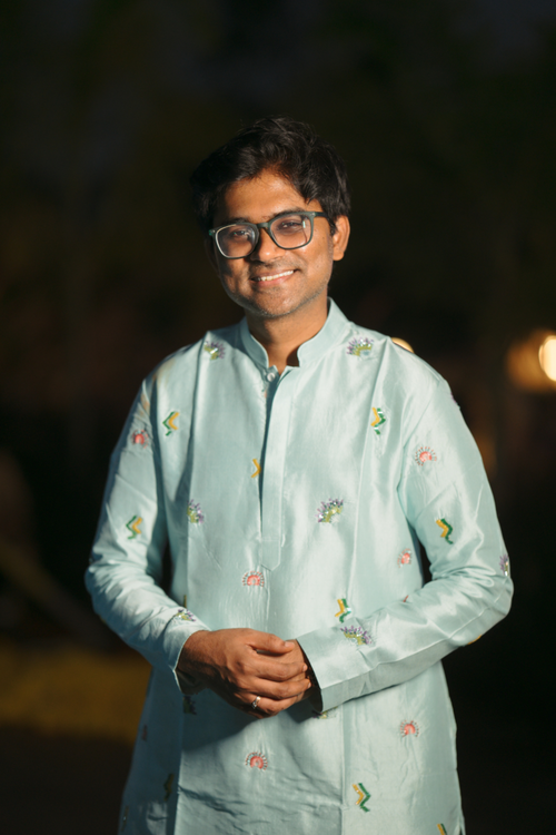 Lilac Charm — Powder Blue Hand Embroidered Dupion Silk Kurta Set