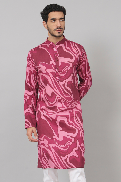 Marmore — Mauve Marble Print Cotton Kurta
