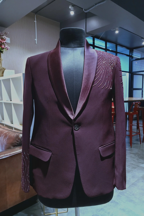Regal Burgundy Embroidery