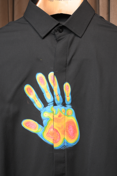 Palm Mark — Black Hand Painted Palm 4-Way Stretch Urban Shirt