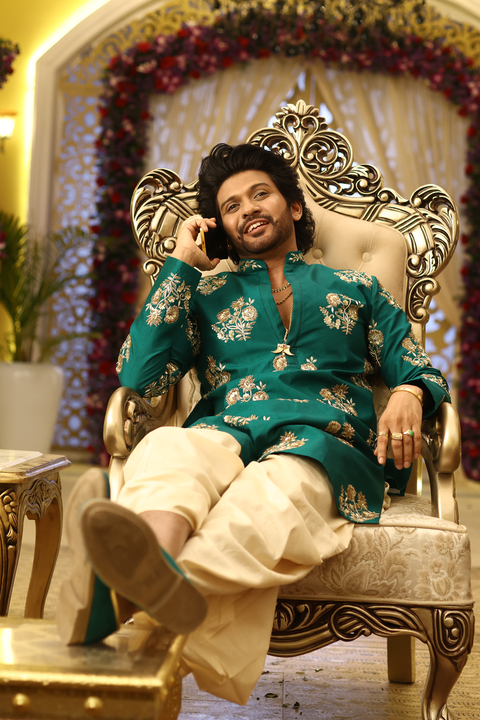 Virasat Neel — Royal Blue Hand Embroidered Dupion Silk Kurta