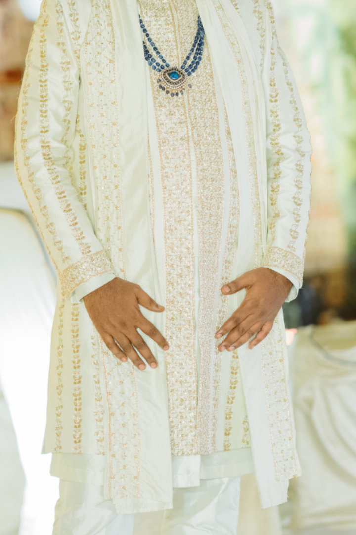 Ivory Imperial Heritage — Ivory Hand Embroidered Dupion Silk Sherwani