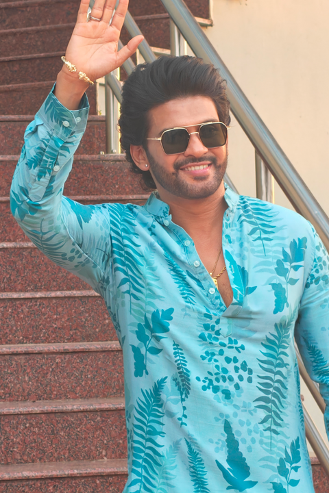 Hojas — Blue Leaf Print Cotton Kurta