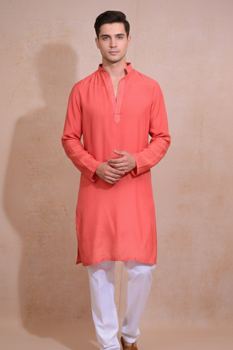 Terracotta Crown — Terracotta Cotton Silk Kurta