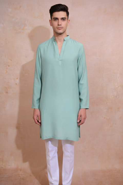 Mint Monarch — Mint Cotton Silk Kurta