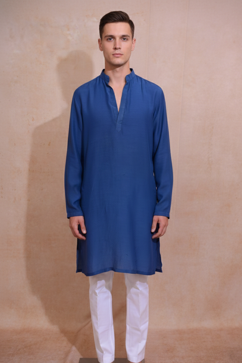 Blue Shadow Edit — Blue Cotton Silk Kurta