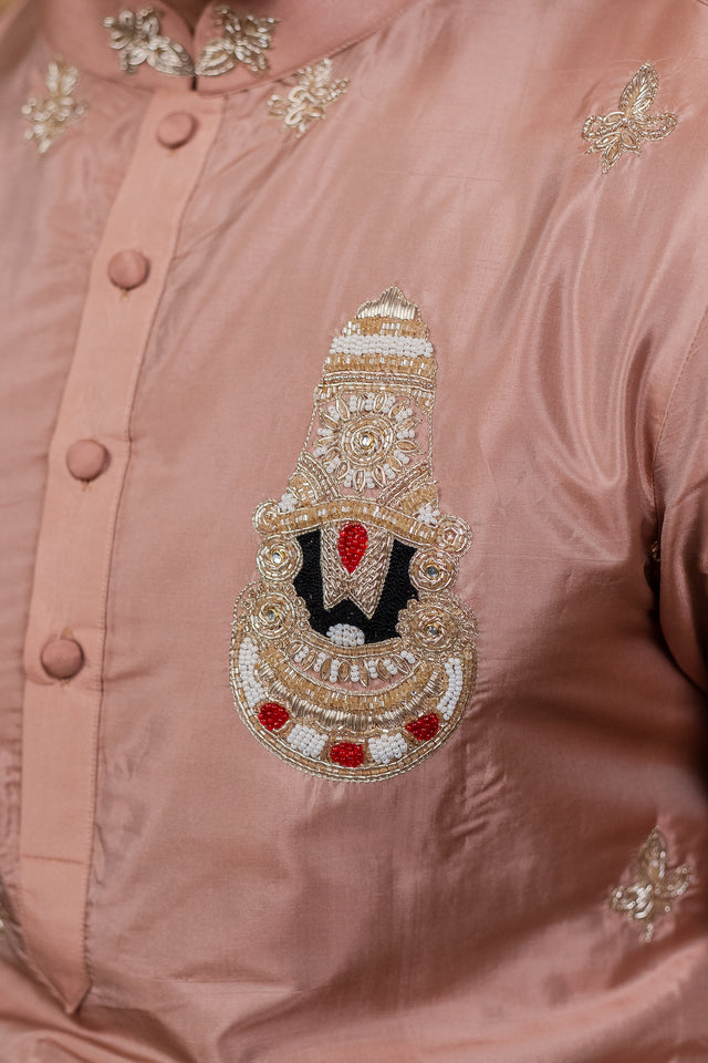 Balaji Ratna — Brown Hand Embroidered Semi Pattu Silk Kurta