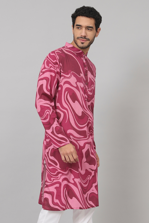 Marmore — Mauve Marble Print Cotton Kurta