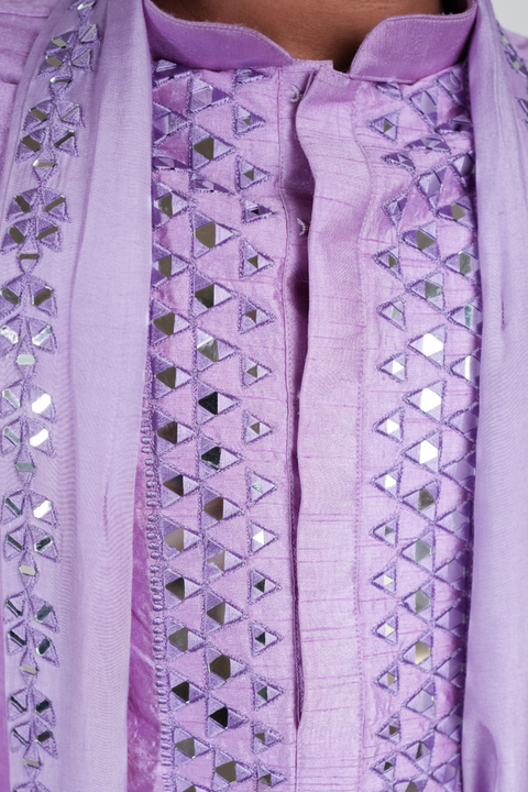 Luxe Patiala — Lavender Hand Embroidered Silk Kurta Set