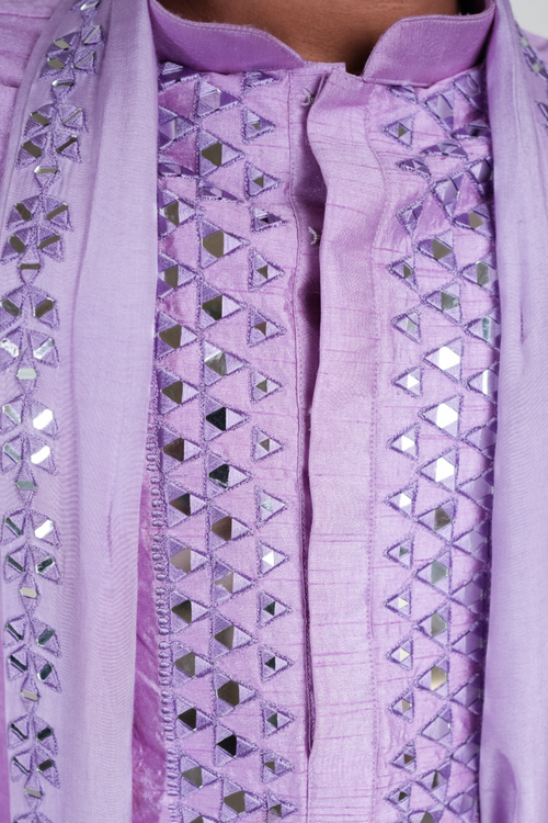 Luxe Patiala — Lavender Hand Embroidered Silk Kurta Set