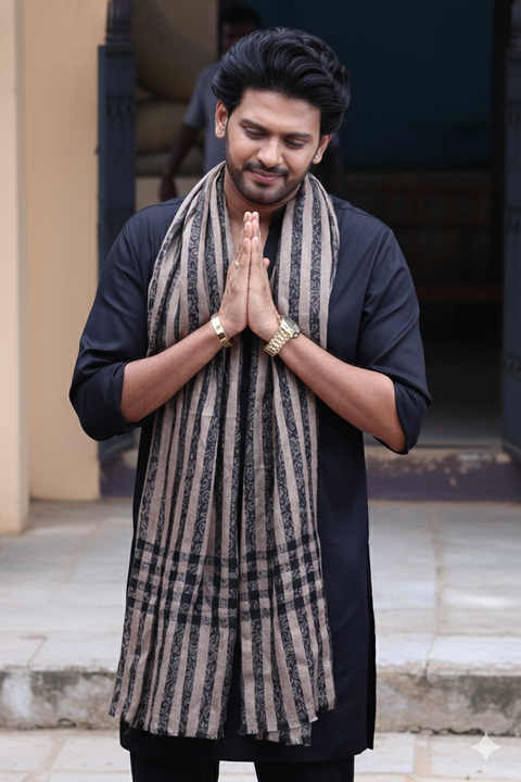 Aqua Raja — Black Cotton Silk Kurta