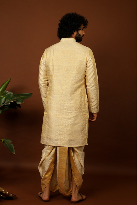 Opulencia — Gold Hand Embroidered Kanjivaram Pattu Kurta Set