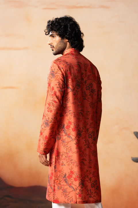 Blume — Floral Jal Print Russian Silk Kurta