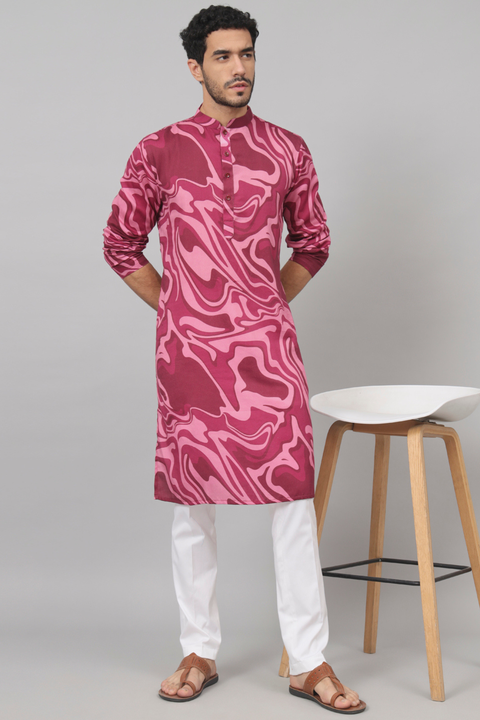 Marmore — Mauve Marble Print Cotton Kurta