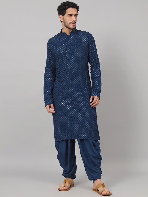 Teal Blue Mirror — Teal Hand Mirror Work Georgette Kurta (DJ Tillu)
