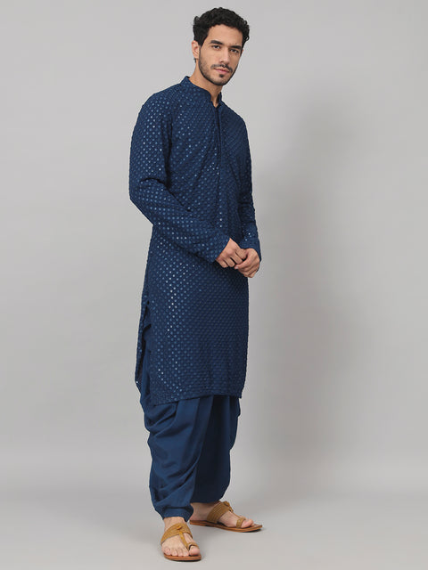Teal Blue Mirror — Teal Hand Mirror Work Georgette Kurta (DJ Tillu)
