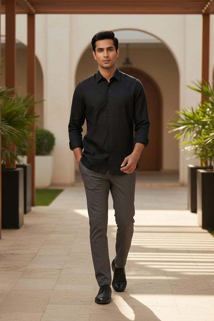 BareEase — Black Cotton Shirt