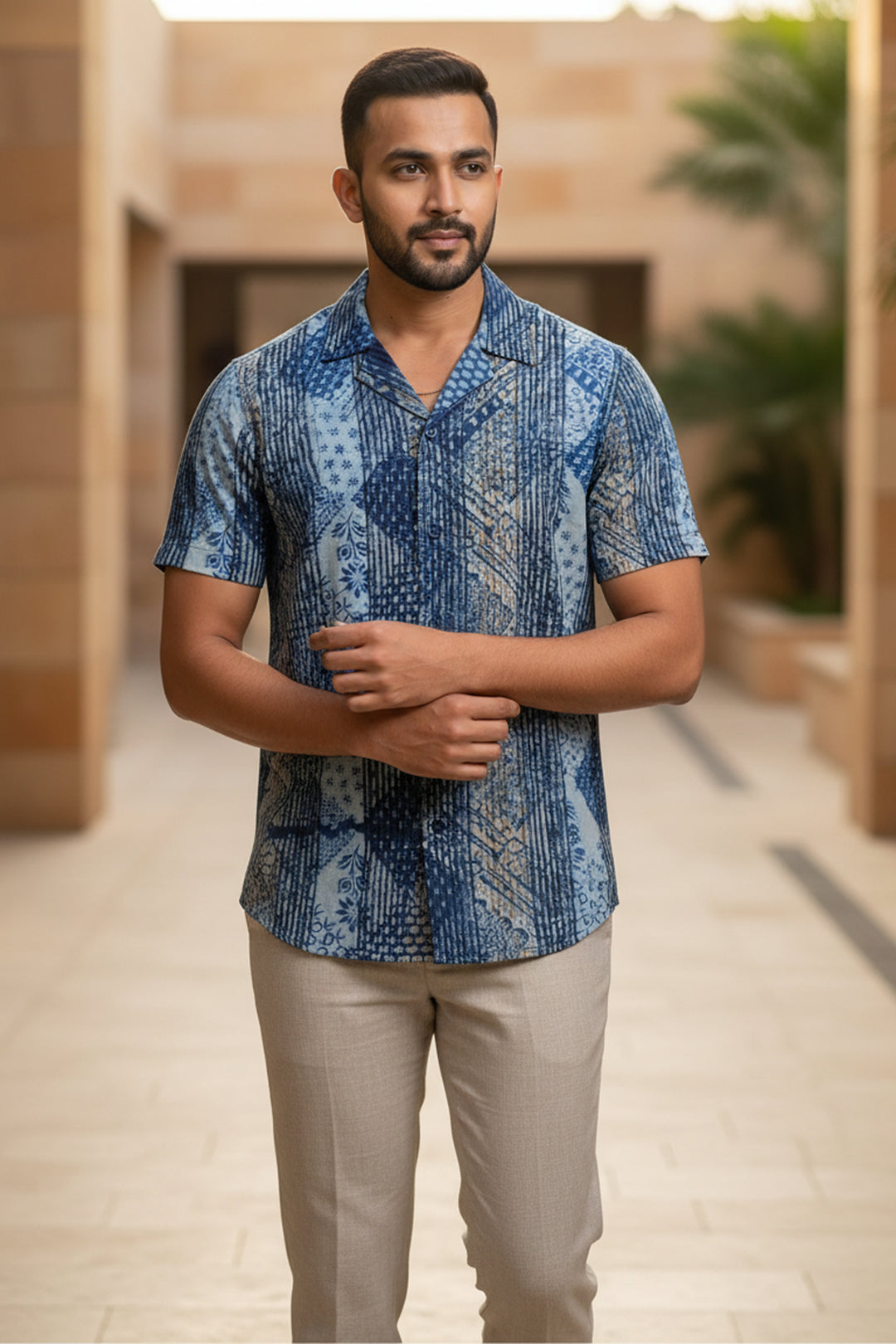 Samudra — Sea Blue Dabu Cotton Shirt