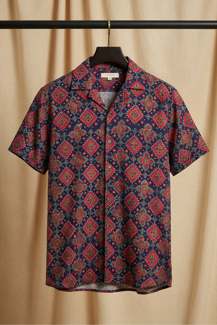 Solace — Red Ajrakh Cotton Shirt