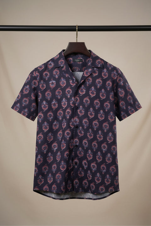 Paisley — Dark Blue Ajrakh Cotton Shirt