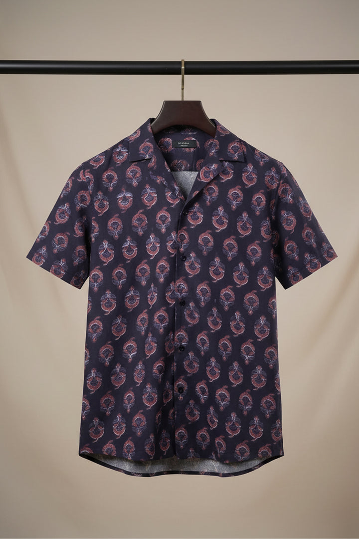 Paisley — Dark Blue Ajrakh Cotton Shirt
