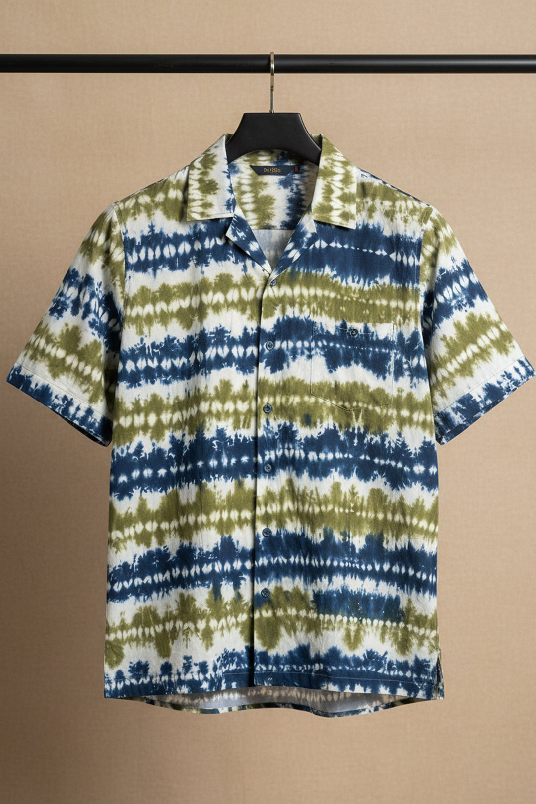 Prakriti — Olive Indigo Shibori Cotton Shirt