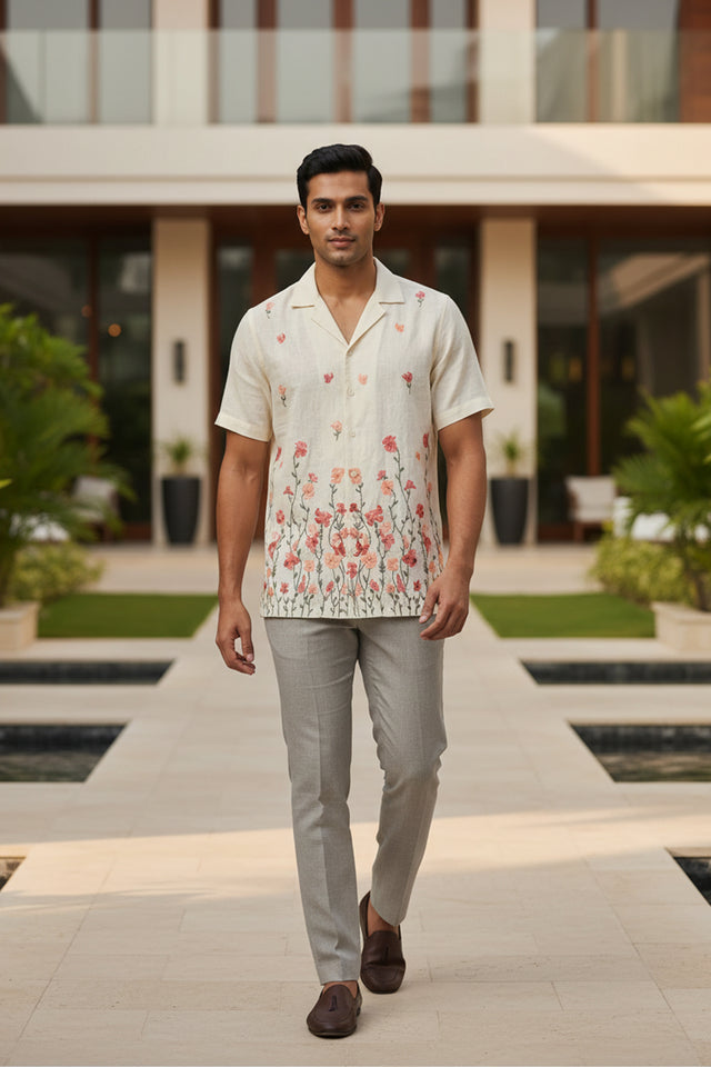 Meadow — Floral Embroidered Linen Shirt