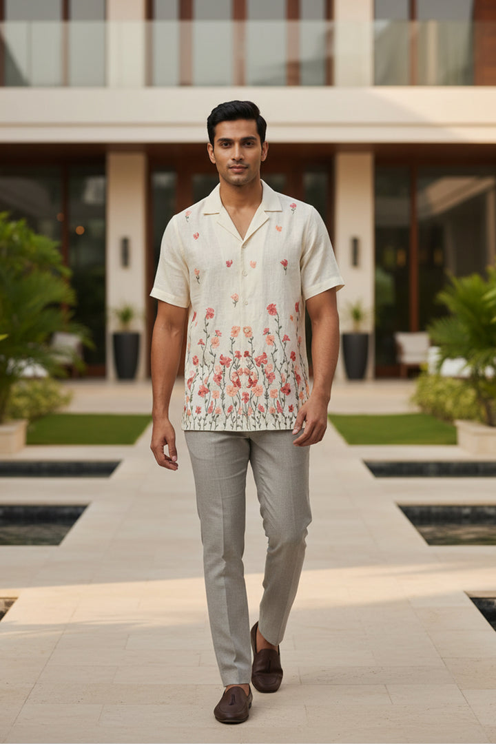 Meadow — Floral Embroidered Linen Shirt