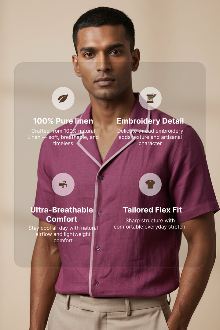 Sundown — Burgundy Linen Shirt