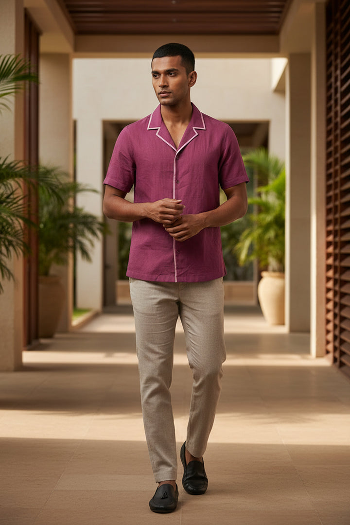 Sundown — Burgundy Linen Shirt