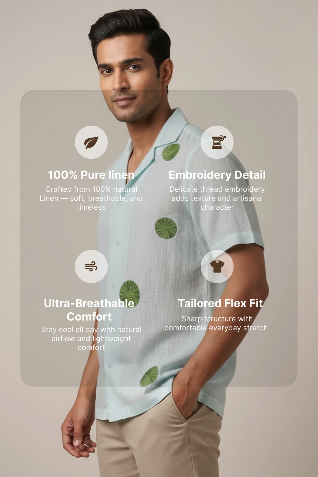 Celeste — Blue Embroidered Linen Shirt