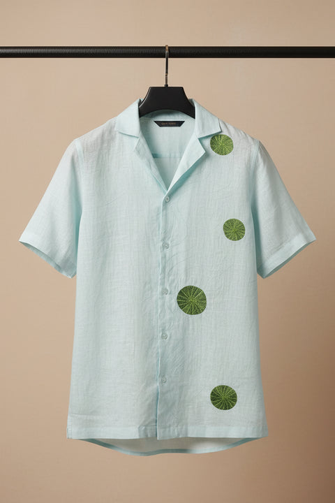 Celeste — Blue Embroidered Linen Shirt